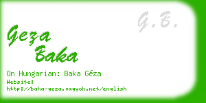geza baka business card